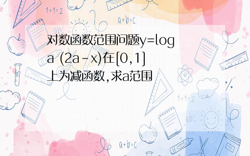 对数函数范围问题y=log a (2a-x)在[0,1]上为减函数,求a范围