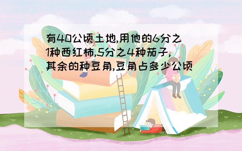 有40公顷土地,用他的6分之1种西红柿,5分之4种茄子,其余的种豆角,豆角占多少公顷