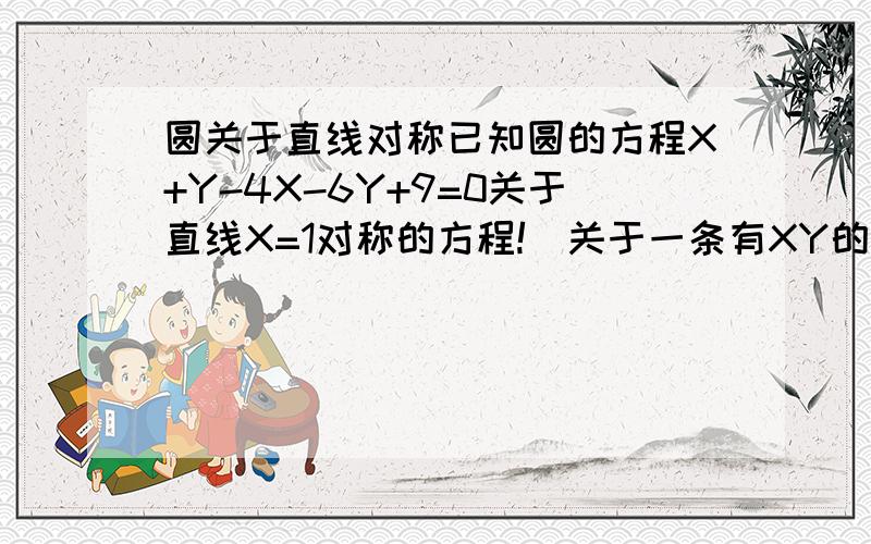 圆关于直线对称已知圆的方程X+Y-4X-6Y+9=0关于直线X=1对称的方程!（关于一条有XY的直线好求,但只有X我就不明白是什么情况了!）