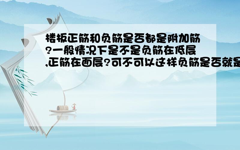 楼板正筋和负筋是否都是附加筋?一般情况下是不是负筋在低层,正筋在面层?可不可以这样负筋是否就是抗拉力?正筋为抗压力?