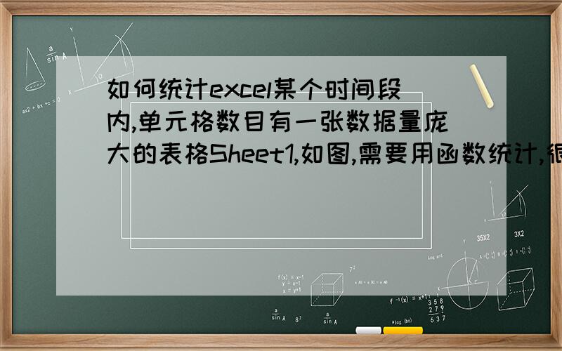 如何统计excel某个时间段内,单元格数目有一张数据量庞大的表格Sheet1,如图,需要用函数统计,很急,求教：1.统计一段时间内的维护次数,如2012/1/1至2012/3/5,共维护多少次2.统计一段时间内的质保