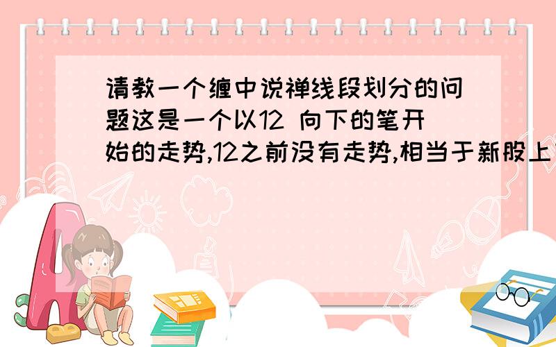 请教一个缠中说禅线段划分的问题这是一个以12 向下的笔开始的走势,12之前没有走势,相当于新股上市.其中45 不但封闭了特征序列的缺口,而且超过了23的高点3,力度强大.所以我认为 14 为一线