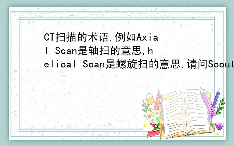 CT扫描的术语.例如Axial Scan是轴扫的意思,helical Scan是螺旋扫的意思,请问Scout Scan怎么解释?如题,Scout Scan 做什么用的?什么情况下会用到?没分了,请各位大侠见谅.