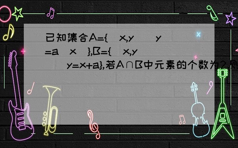 已知集合A={(x,y)|y=a|x|},B={(x,y)|y=x+a},若A∩B中元素的个数为2,则实数a的范围________.