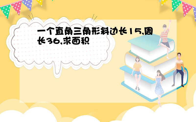 一个直角三角形斜边长15,周长36,求面积