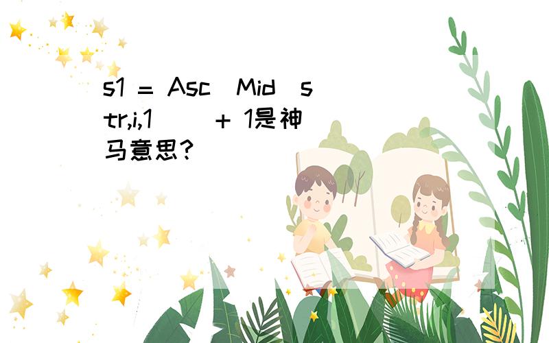 s1 = Asc(Mid(str,i,1)) + 1是神马意思?