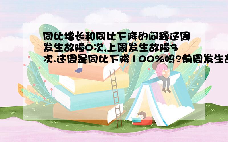 同比增长和同比下降的问题这周发生故障0次,上周发生故障3次.这周是同比下降100%吗?前周发生故障1次, 上周比前周同比上升200%吗?大前周发生故障0次,前周比大前周同比上升100%吗?同比增长=（