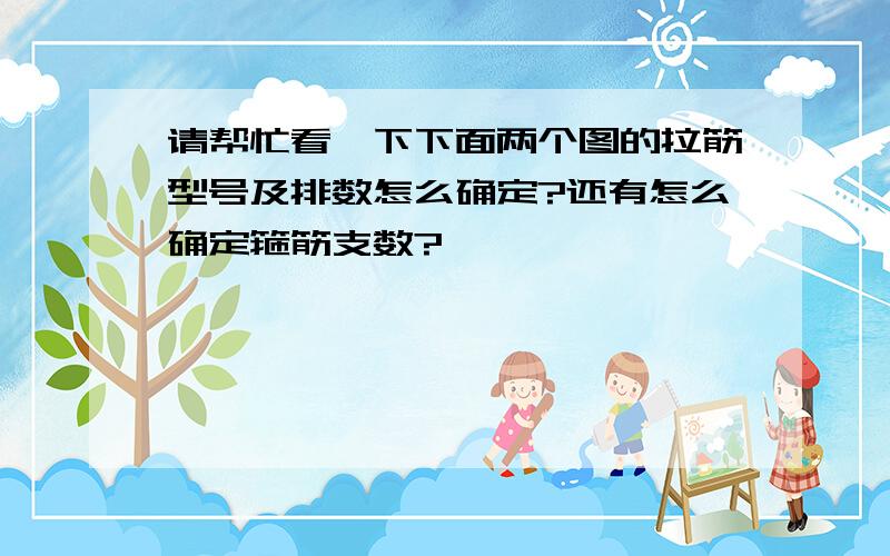 请帮忙看一下下面两个图的拉筋型号及排数怎么确定?还有怎么确定箍筋支数?