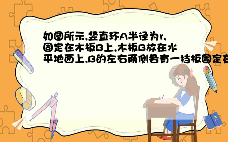 如图所示,竖直环A半径为r,固定在木板B上,木板B放在水平地面上,B的左右两侧各有一挡板固定在地上,B不能左右运动,在环的最低点静放有一小球C,A、B、C的质量均为m.给小球一水平向右的瞬时冲