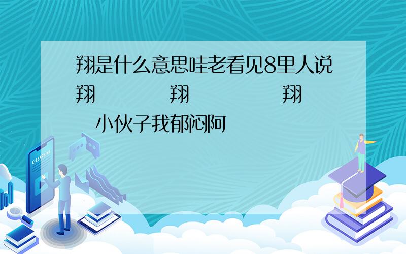 翔是什么意思哇老看见8里人说翔　　　　翔　　　　　翔　　　小伙子我郁闷阿