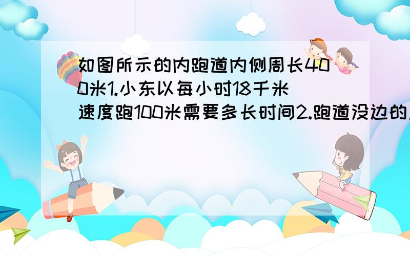 如图所示的内跑道内侧周长400米1.小东以每小时18千米速度跑100米需要多长时间2.跑道没边的直跑道长多少米?（R=42米 ,r=35米）