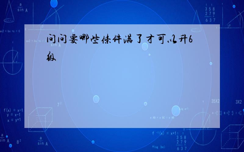 问问要哪些条件满了才可以升6级