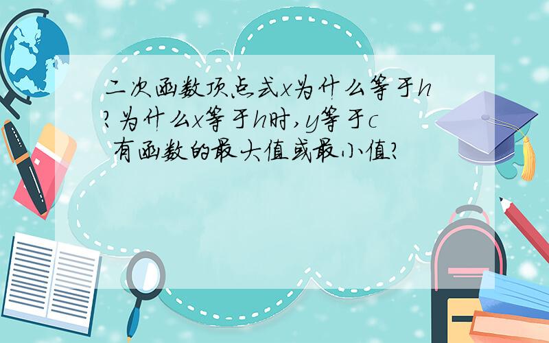 二次函数顶点式x为什么等于h?为什么x等于h时,y等于c 有函数的最大值或最小值?