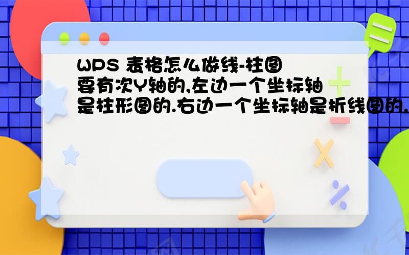 WPS 表格怎么做线-柱图 要有次Y轴的,左边一个坐标轴是柱形图的.右边一个坐标轴是折线图的.这个图是微软的表格做的.但是WPS没有自定义的线-柱图.所以,这个怎么样做呢?