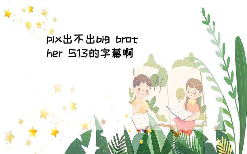 plx出不出big brother S13的字幕啊