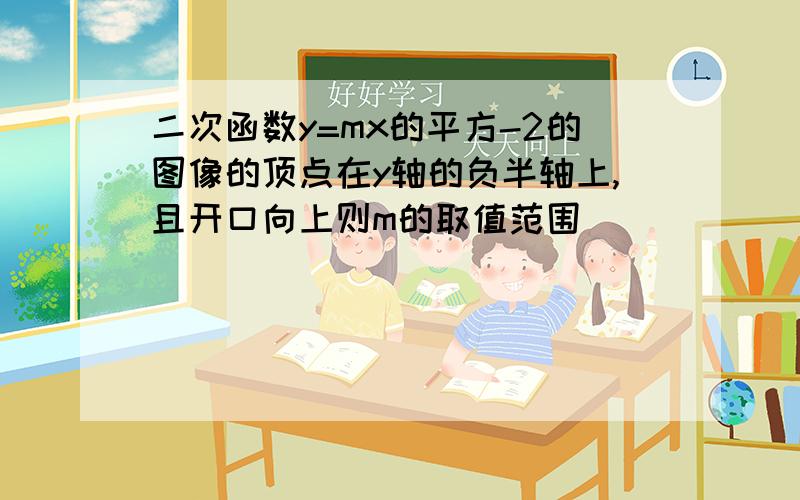 二次函数y=mx的平方-2的图像的顶点在y轴的负半轴上,且开口向上则m的取值范围[ ]