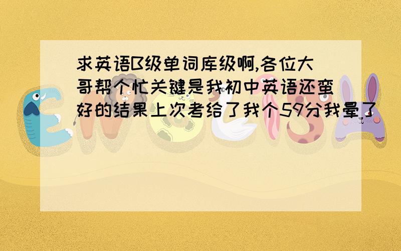 求英语B级单词库级啊,各位大哥帮个忙关键是我初中英语还蛮好的结果上次考给了我个59分我晕了