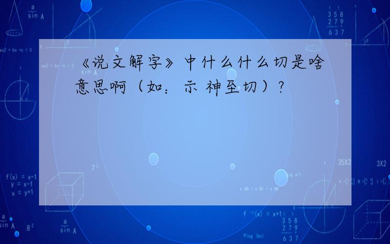 《说文解字》中什么什么切是啥意思啊（如：示 神至切）?