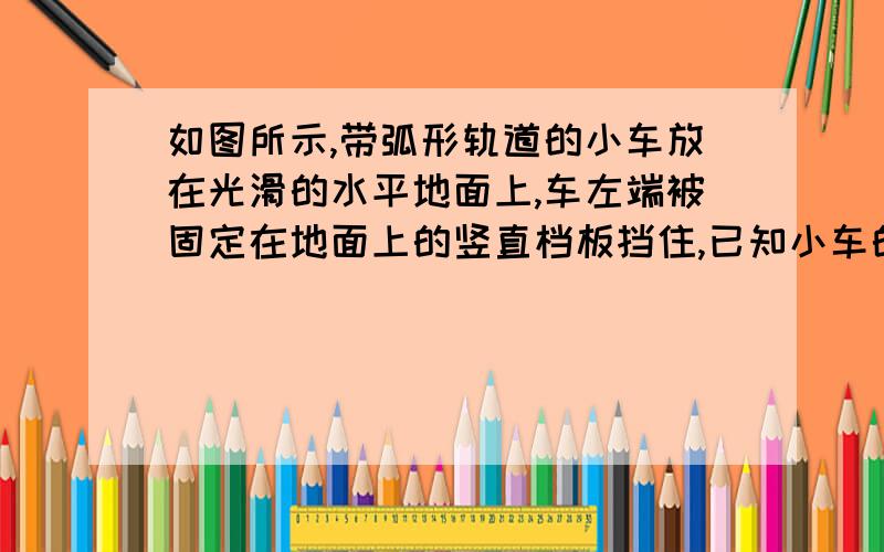 如图所示,带弧形轨道的小车放在光滑的水平地面上,车左端被固定在地面上的竖直档板挡住,已知小车的弧形轨道和水平部分在B点相切,AB段光滑,BC段粗糙, BC段长度为L=0.75m.现有一小木块(可视