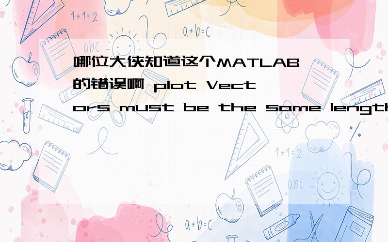 哪位大侠知道这个MATLAB的错误啊 plot Vectors must be the same lengths.clear hold off r1=0.009008*690/sqrt(3)/945 r2=0.009368*690/sqrt(3)/945 x1=0.072085*690/sqrt(3)/945 x2=0.097094*690/sqrt(3)/945 xm=2.679244*690/sqrt(3)/945 ku=690/1300 ki