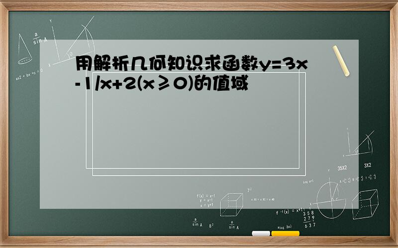 用解析几何知识求函数y=3x-1/x+2(x≥0)的值域