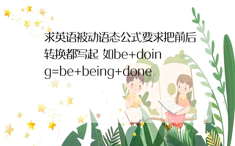 求英语被动语态公式要求把前后转换都写起 如be+doing=be+being+done