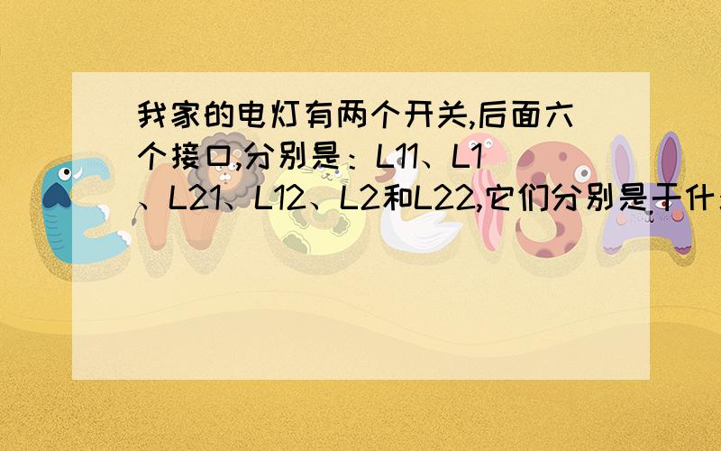 我家的电灯有两个开关,后面六个接口,分别是：L11、L1、L21、L12、L2和L22,它们分别是干什么的?