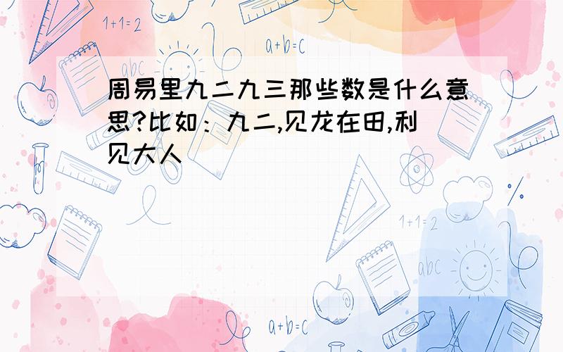 周易里九二九三那些数是什么意思?比如：九二,见龙在田,利见大人