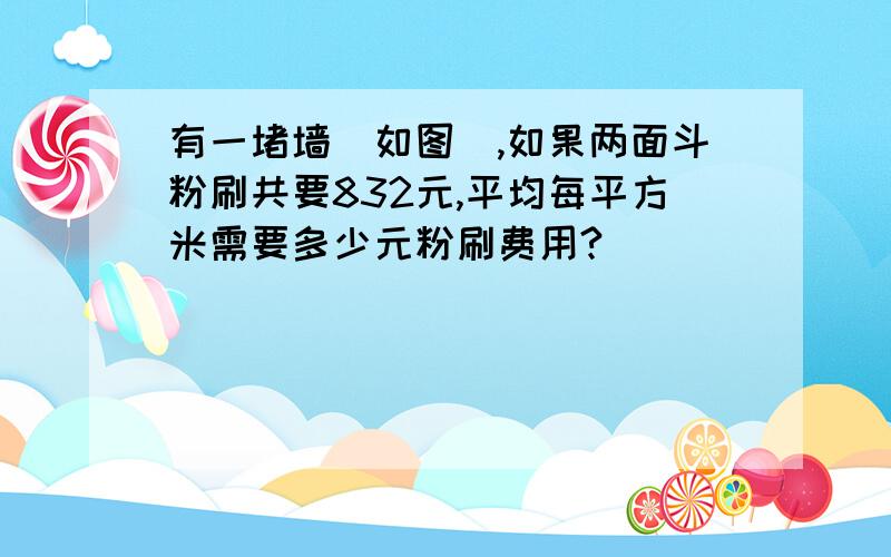 有一堵墙（如图）,如果两面斗粉刷共要832元,平均每平方米需要多少元粉刷费用?