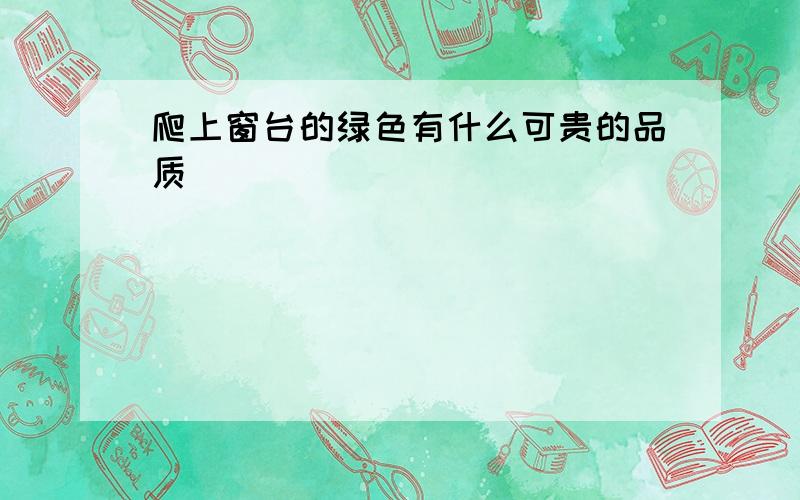 爬上窗台的绿色有什么可贵的品质