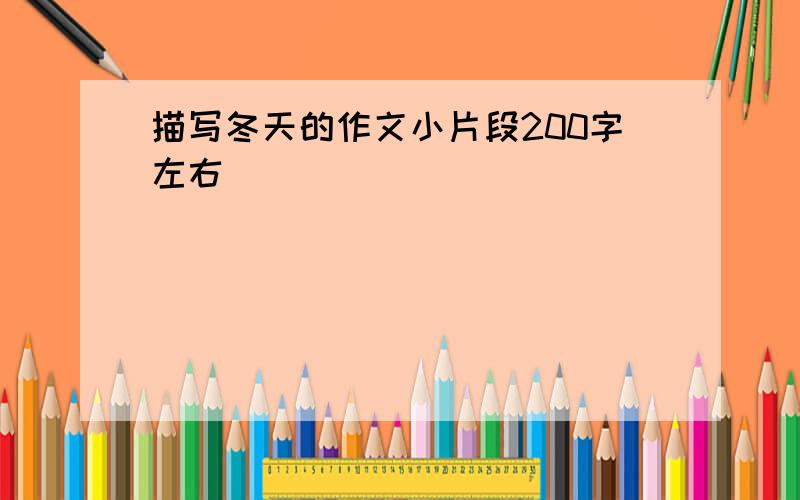 描写冬天的作文小片段200字左右