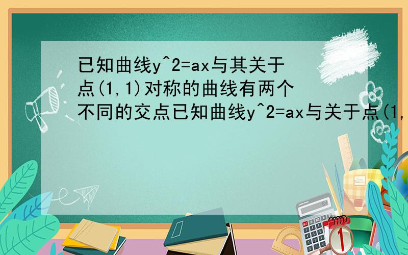 已知曲线y^2=ax与其关于点(1,1)对称的曲线有两个不同的交点已知曲线y^2=ax与关于点(1,1)对称的曲线有两个不同的交点.如果过这两个交电的直线的倾斜角为45度,求A的值