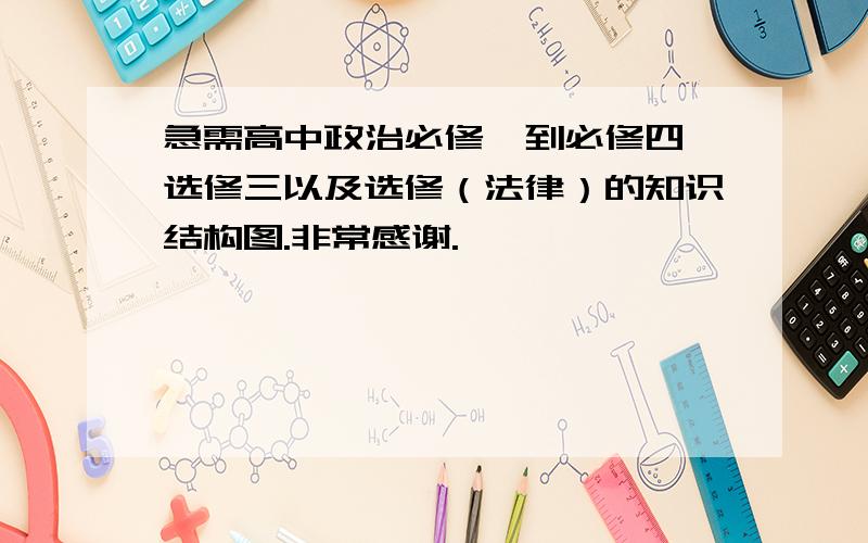 急需高中政治必修一到必修四,选修三以及选修（法律）的知识结构图.非常感谢.