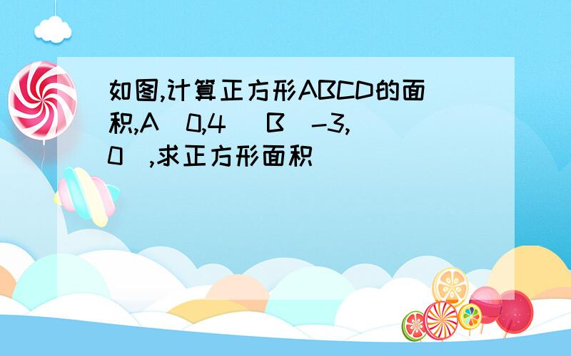 如图,计算正方形ABCD的面积,A(0,4) B(-3,0）,求正方形面积