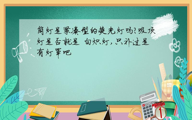 筒灯是紧凑型的荧光灯吗?吸顶灯是否就是 白炽灯,只补过是有灯罩吧