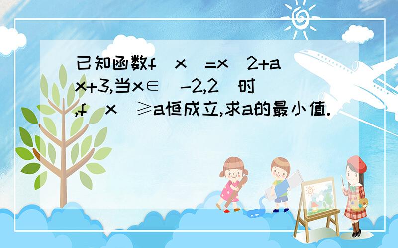 已知函数f(x)=x^2+ax+3,当x∈[-2,2]时,f(x)≥a恒成立,求a的最小值.