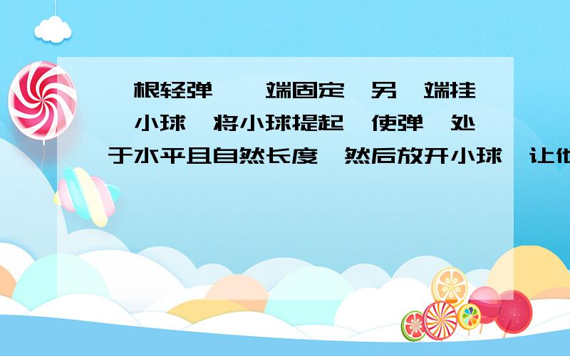 一根轻弹簧一端固定,另一端挂一小球,将小球提起,使弹簧处于水平且自然长度,然后放开小球,让他自由摆下,在摆向竖直位置的过程中,小球的动能和重力势能之和将…………（减小）答案是减