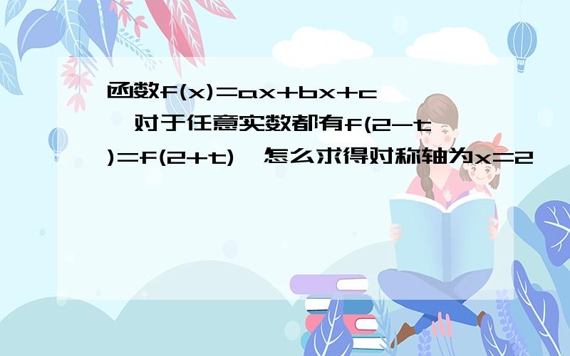 函数f(x)=ax+bx+c,对于任意实数都有f(2-t)=f(2+t),怎么求得对称轴为x=2