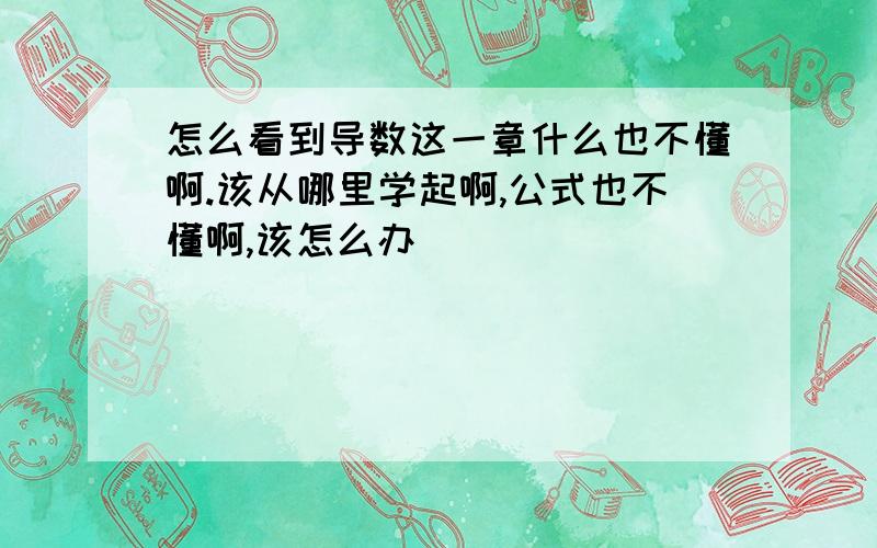 怎么看到导数这一章什么也不懂啊.该从哪里学起啊,公式也不懂啊,该怎么办