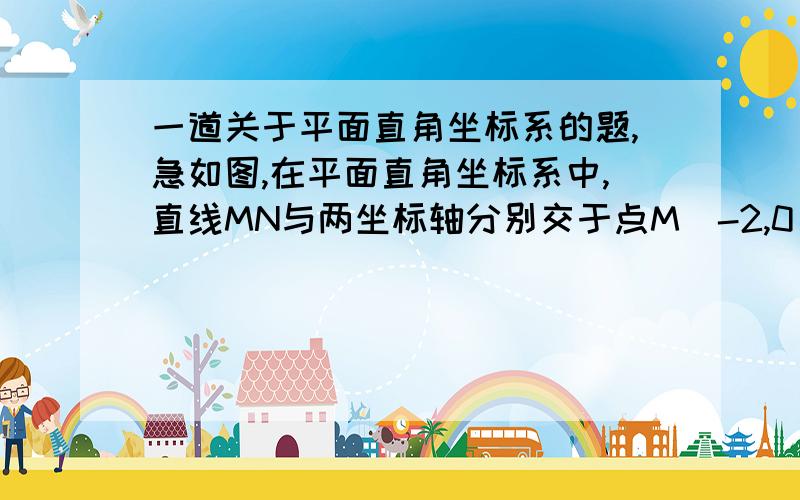 一道关于平面直角坐标系的题,急如图,在平面直角坐标系中,直线MN与两坐标轴分别交于点M（-2,0）、N（0,-4）,正方形ABCD的其中一边AB落在X轴上,点A的坐标为（-4,0）,点B的坐标为（-3,0）,现将正