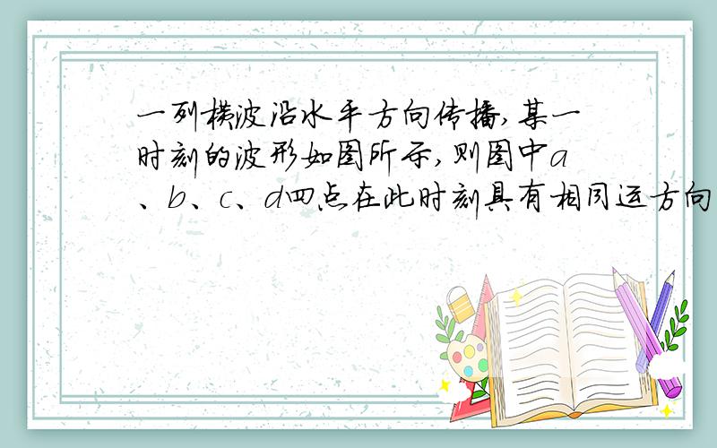 一列横波沿水平方向传播,某一时刻的波形如图所示,则图中a、b、c、d四点在此时刻具有相同运方向的是( )高二物理单元练习振动图象与波动图象 作者：佚名 文章来源：点击数：更新时间：20