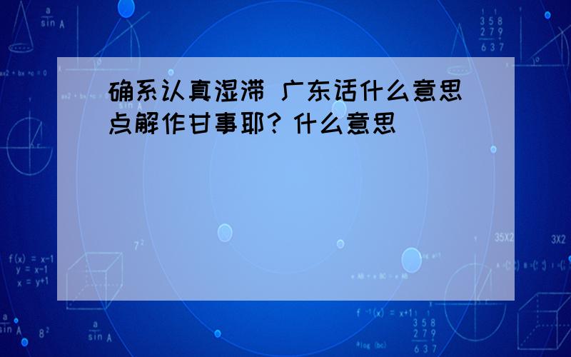 确系认真湿滞 广东话什么意思点解作甘事耶？什么意思