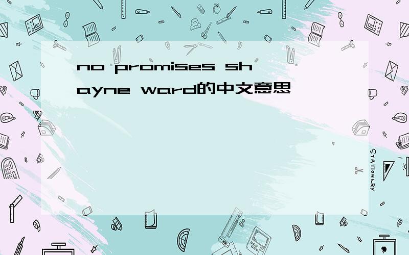 no promises shayne ward的中文意思