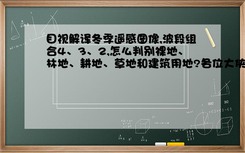 目视解译冬季遥感图像,波段组合4、3、2,怎么判别裸地、林地、耕地、草地和建筑用地?各位大侠支点招,怎么解译图像更好?我的遥感图分辨率不是很高,LANDSAT-7 TM图像.急用,可不可以告知具体