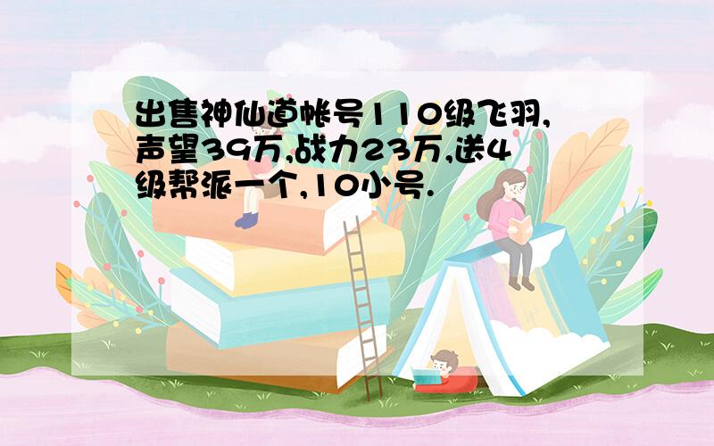 出售神仙道帐号110级飞羽,声望39万,战力23万,送4级帮派一个,10小号.