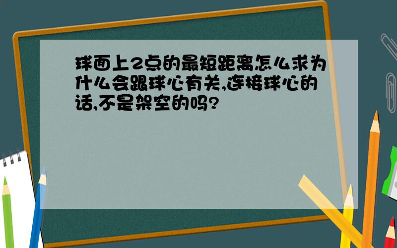 球面上2点的最短距离怎么求为什么会跟球心有关,连接球心的话,不是架空的吗?