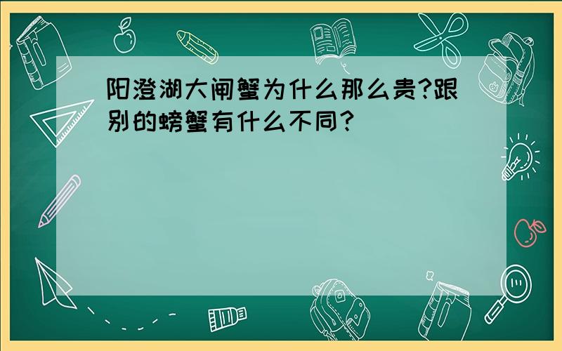 阳澄湖大闸蟹为什么那么贵?跟别的螃蟹有什么不同?