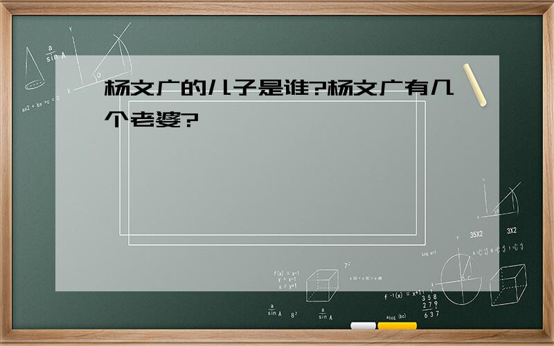 杨文广的儿子是谁?杨文广有几个老婆?