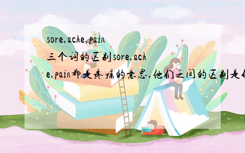 sore,ache,pain三个词的区别sore,ache,pain都是疼痛的意思,他们之间的区别是什么?