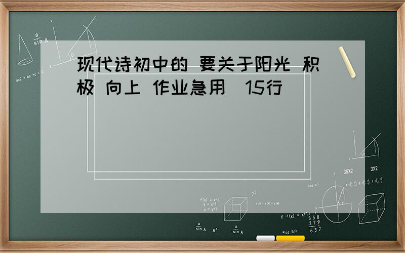 现代诗初中的 要关于阳光 积极 向上 作业急用(15行）